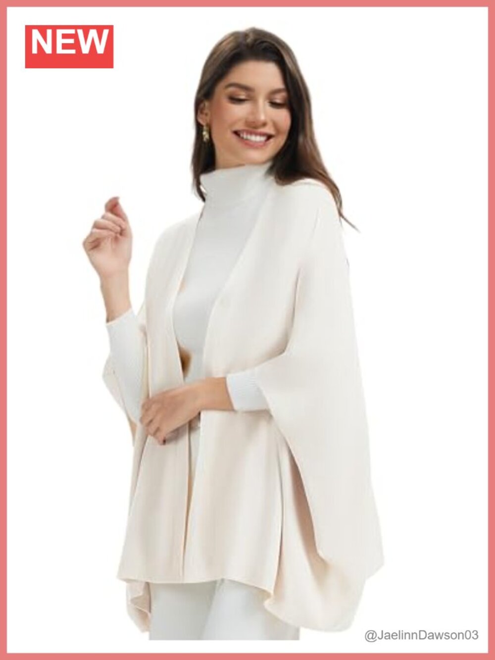 Knit Open Front Poncho Shawl Wrap with Sleeves One Size